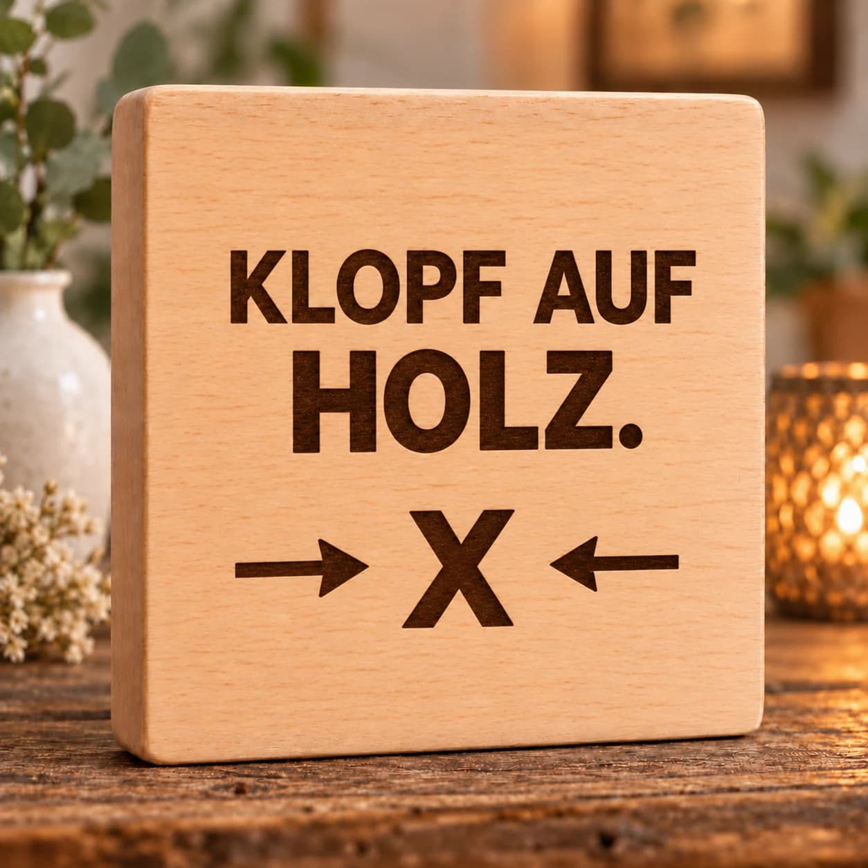 Brandblock Klopf auf Holz